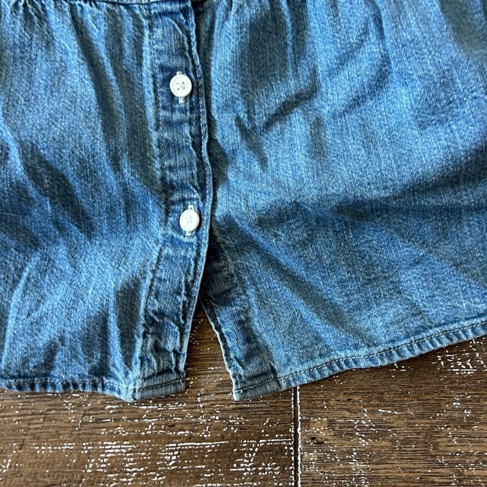 Levis Womens Blue Denim Tiered Babydoll Mini Dress Button Front Medium Wash L - Picture 3 of 8